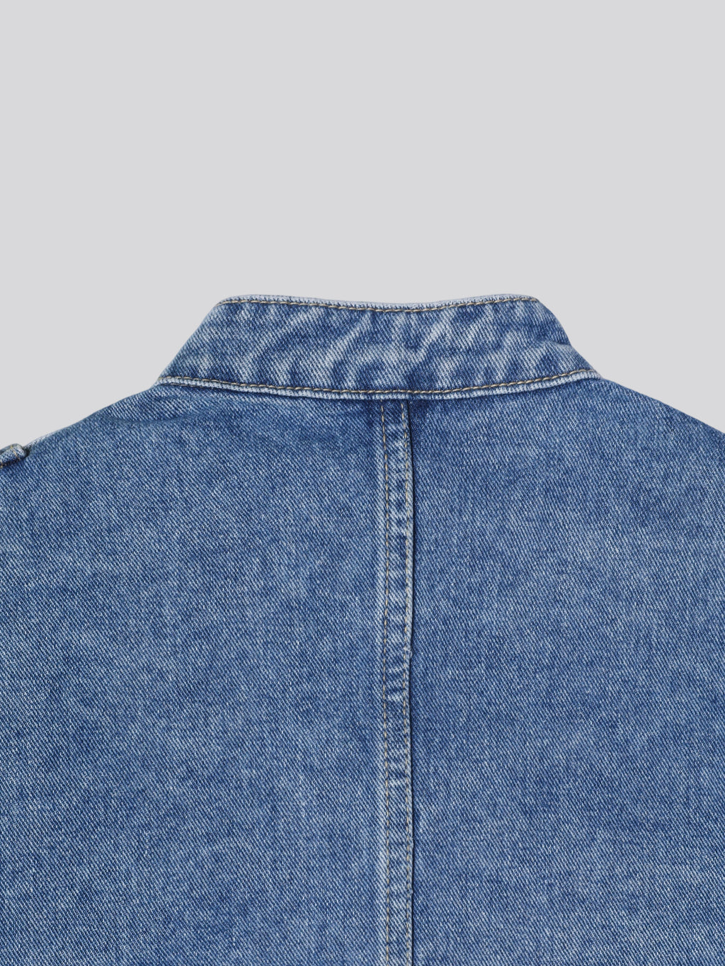 Women Military Denim Jacket Stand Collar Cropped Jean Jacket