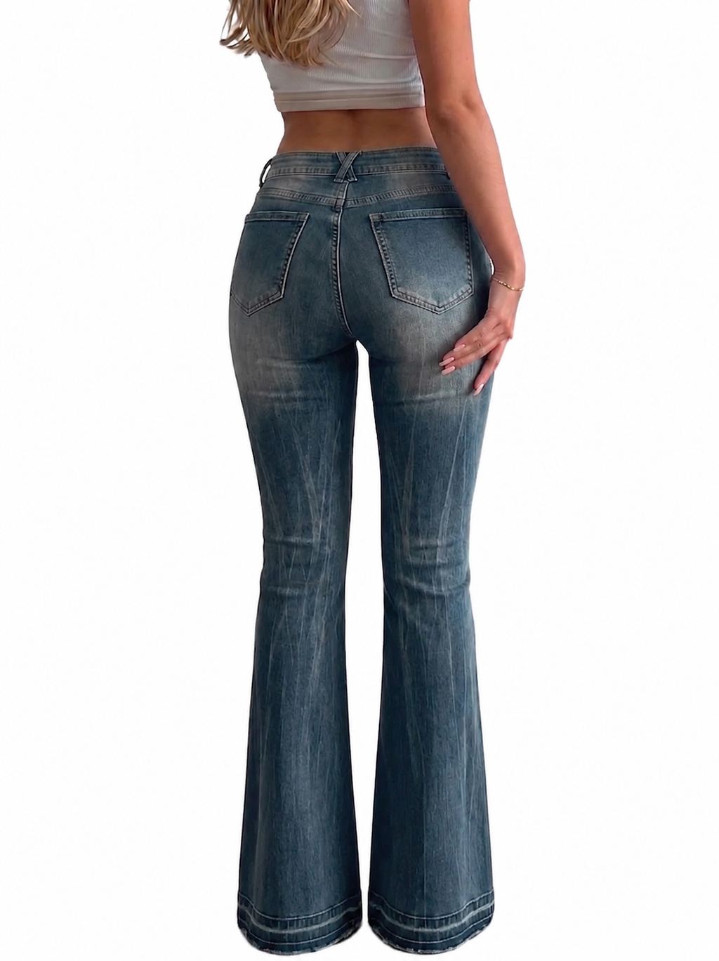 GILIPUR Women Low Rise Stretchy Bell Bottom Jeans