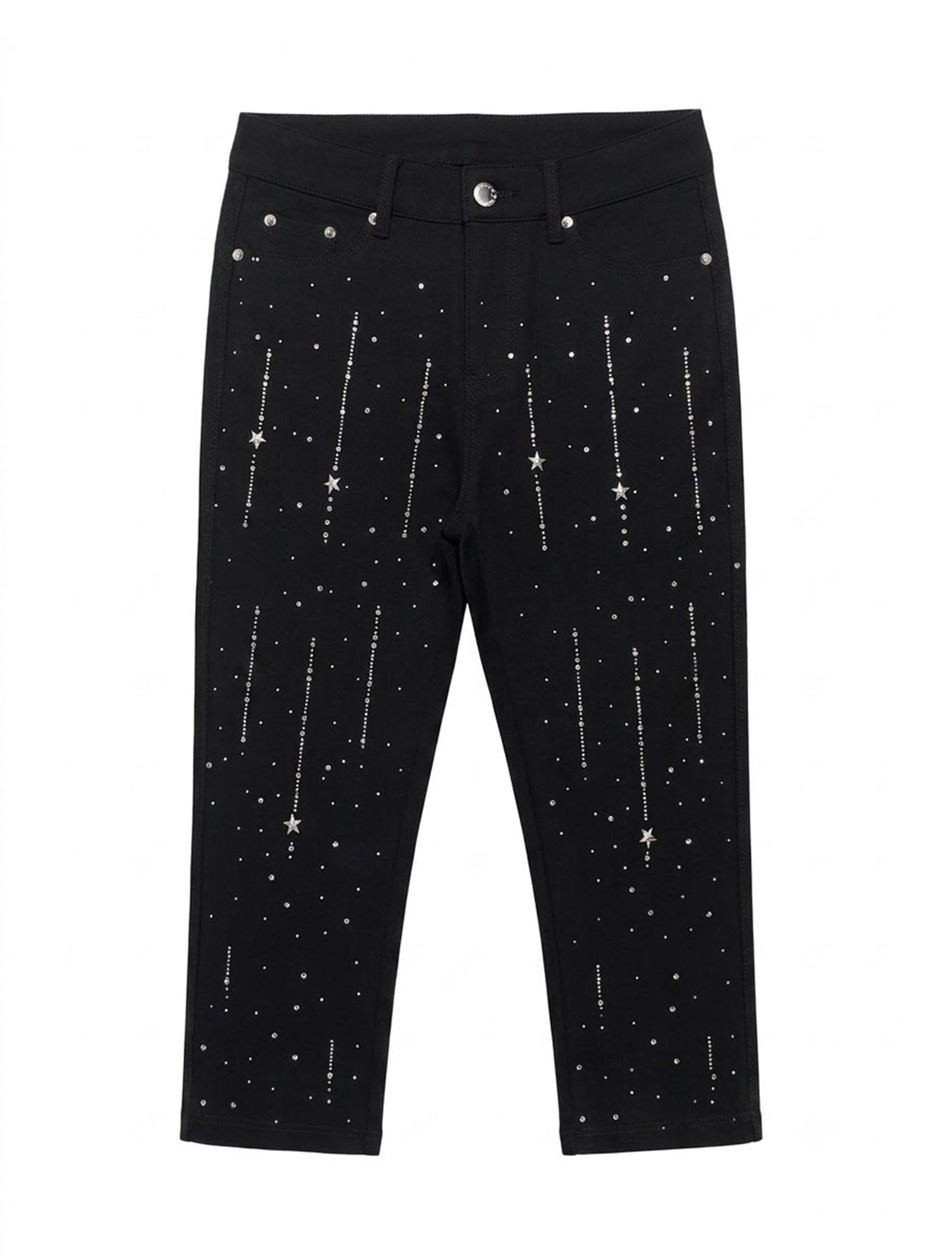 Women High Waist Ultra Stretch Skinny Capri Jeans - Black Bling Bling