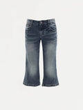 Women Y2K Vintage Low Rise Cropped Flare Denim Capri Jeans