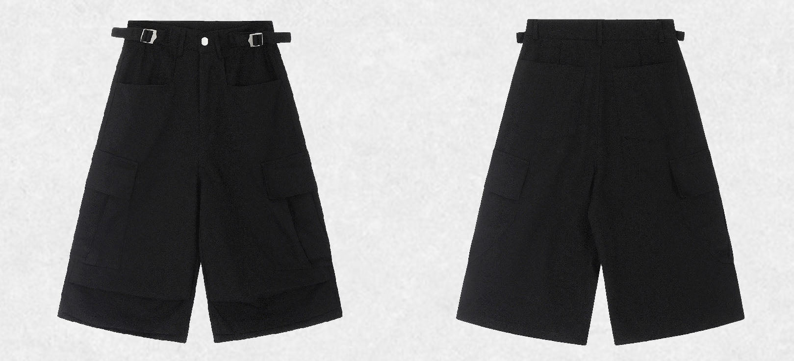 Women's Baggy Multi Pocket Cargo Capri Pants-Black