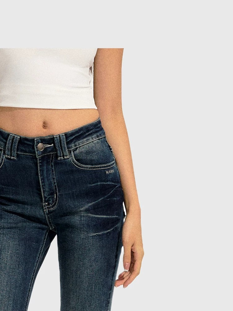 Women Dark Wash Low Rise Flare Jeans