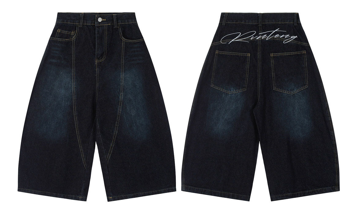 Women's Dark Wash Wide Leg Denim Capri