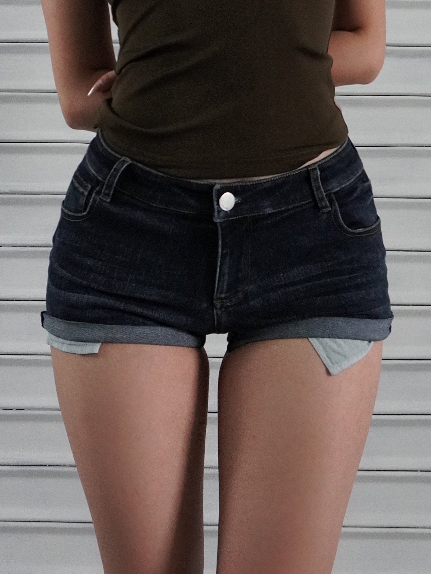 Stretchy Low Rise Jean Shorts